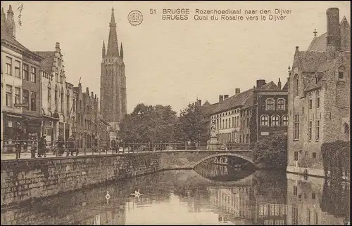 Belgique AK Bruges Brugge: Rozenhoedkaal naar den Dijver, 7.7.1924