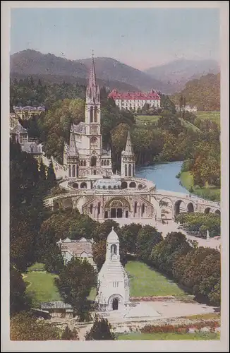 Frankreich Ansichtskarte Lourdes: Basilika / La Basilique, 12.8.1949