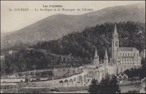 France Carte de vue Lourdes / Pyrénées: Basilique / La Basile, 16.8.1926