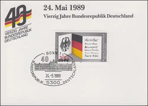 Deutscher Bundeswehrverband DBW 40 Jahre Bundesrepublik Klappkarte SSt Bonn 1989