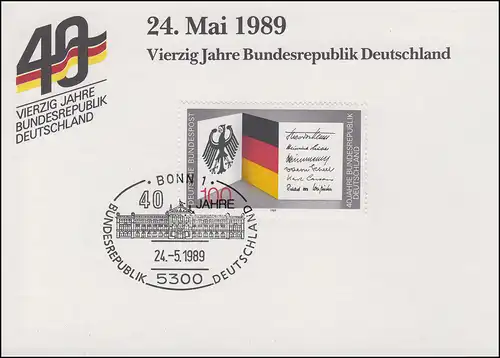 Deutscher Bundeswehrverband DBW 40 ans République fédérale d'Allemagne Carte pliante SSt Bonn 1989