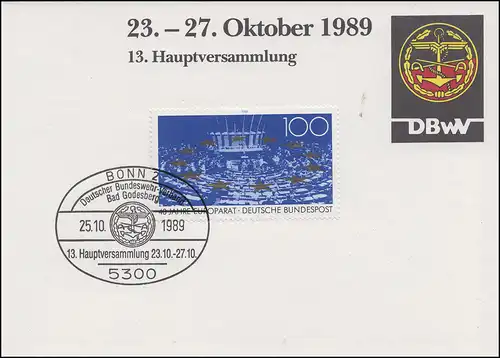 Deutscher Bundeswehrverband DBW 40 ans République fédérale d'Allemagne Carte pliante SSt Bonn 1989