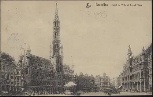 Belgique Carte de Bruxelles: Hotel de Ville et Grand Place, BRUXELLES 1926