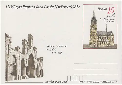 P 989 Besuch von Papst Paul II. St Stanislaus-Kathedrale in Lodz, ungebraucht **