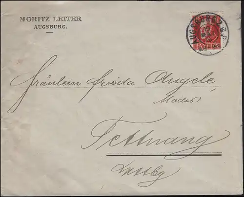 96Ia König Ludwig EF auf Brief Moritz Leiter AUGSBURG 19.5.1916 nach Tettnang