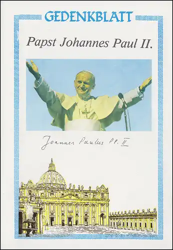 Gedenkblatt Papst-Besuch mit Vignettenblock und 1064, SSt München 19.11.1980