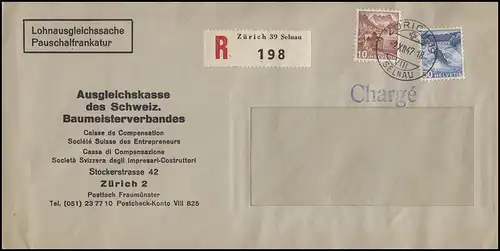 Suisse 299+363 Paysages Affaire de compensation des salaires Fenêtre-R-Bf. ZÜRICH 2.12.47