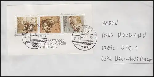 Block 16 Literaturnobelpreisträger Hauptmann Hesse Mann EF Bf SSt STUTTGART 1978
