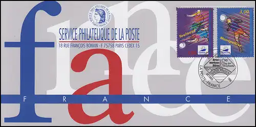 Frankreich zu Gast auf Messe Sindelfingen: Karte 3156+3157 Fußball Oktober 1996 