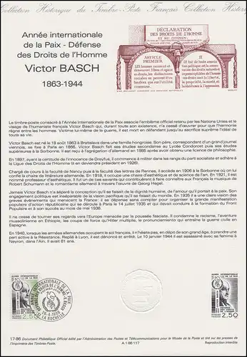 Collection Historique: Défense des Droits de l'Homme: Victor Basch 26.4.1986