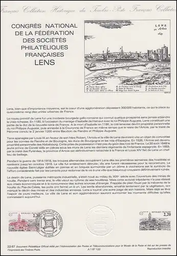 Collection Historique: Nationaler Philatelisten-Kongress Lens 6.6.1987