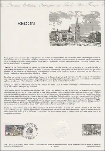 Collection Historique: Municipalité de Redon dans le département Ille-et-Vilaine 7.3.1987
