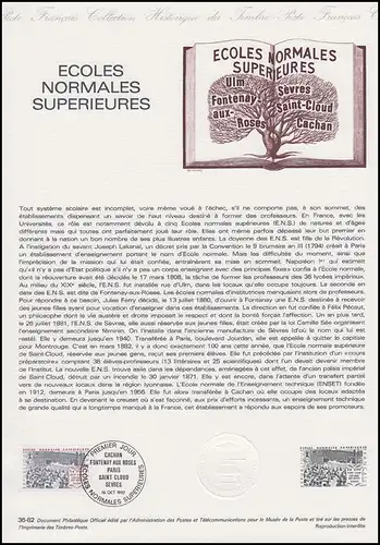 Collection Historique: Écoles Normales Superieures & Schulbildung 16.10.1982