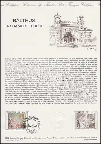 Collection Historique: Peintre Balthus - Peignage Le chambre turque 6.11.1982