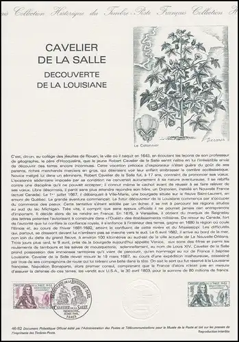 Collection Historique: Entdecker Cavelier de La Salle & Landkarte 18.12.1982