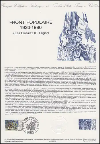 Collection Historique: Front populaire - Front du peuple & Loisirs 1.2.1986