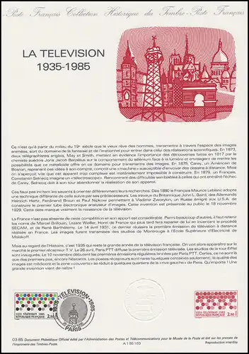 Collection Historique: La Television - Fernsehen / Fernsehturm 26.1.1985
