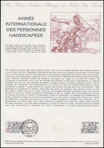 Collection Historique: Année Internationale des Handicapés 7.11.1981