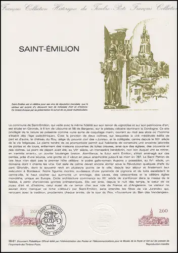 Collection Historique: Patrimoine mondial de l'UNESCO et vignoble de Saint-Émilion 1981