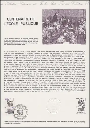 Collection Historique: L'École Publique Jules Ferry - Ecole / Professeur 26.9.1981