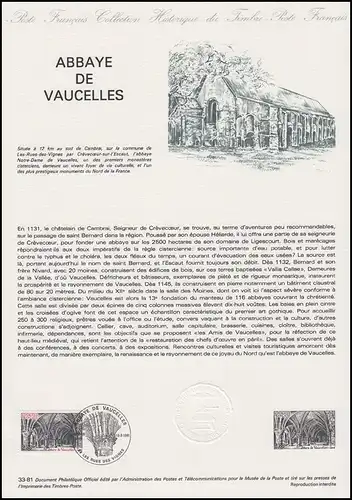 Collection Historique: Kloster und Abtei Abbaye de Vaucelles 19.9.1981