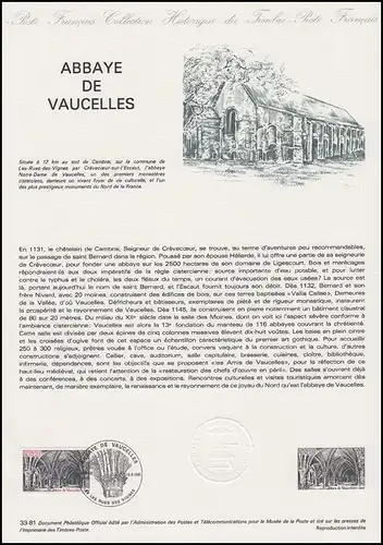 Collection Historique: Monastère et Abbaye de Vaucelles 19.9.1981