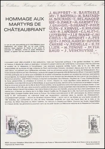 Collection Historique Denkmal Monument Commémoratif Chateaubriant 12.12.1981