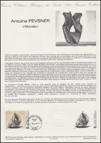 Collection Historique: peintre et sculpteur Antoine Pevsner - Monde 14.11.1987