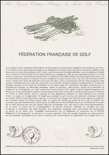 Collection Historique: Fédération Française de Golf / Fédération du Golting 18.10.1980