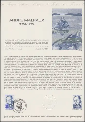 Collection Historique: Schriftsteller Filmregisseur Politiker André Malraux 1979