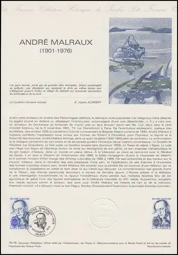 Collection Historique: écrivain réalisateur de films homme politique André Malraux 1979