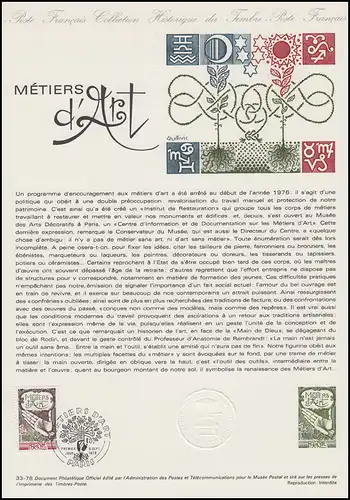 Collection Historique: Métiers d'Art - Kunsthandwerk 9.9.1978