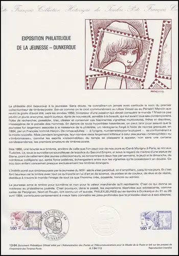 Collection Historique: Exposition de Lettres de Jeunesse à Dunkerque 21.4.1984