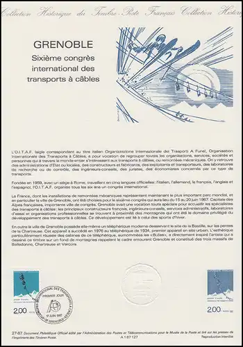 Collection Historique: O.I.T.A.F. Congrès des téléphériques Grenoble 17.6.1987