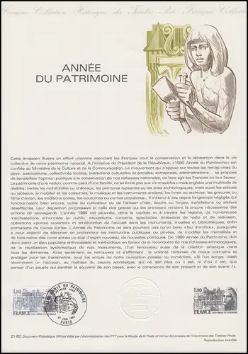 Collection Historique: Année du Patrimoine / Kulturerbejahr 21.6.1980