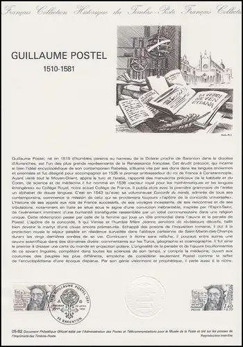 Collection Historique Humaniste et Savant Universel Guillaume Postel 23.1.1982