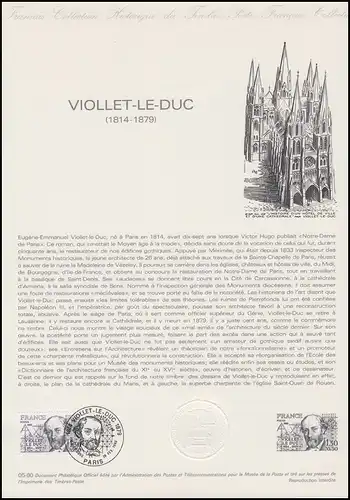 Collection Historique: Architecte et huissier de monuments Eugène Viollet-le-Duc 1980