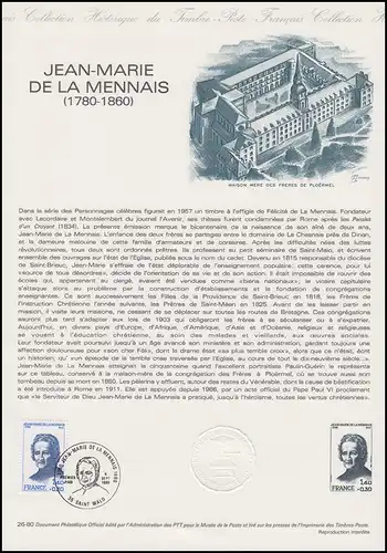 Collection Historique: Ordre de l'école Vicaire général Jean-Marie de La Mennais 6.9.1980