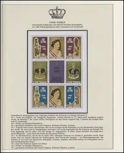 Cook-Inseln Jubiläum Elizabeth II. Portraits & Krönunginsignien, 3 Blöcke **