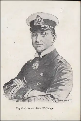 Ansichtskarte Kaptänleutnant Otto Weddigen, Feldpost WESTERSTEDE 14.12.1916