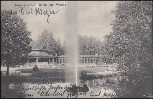 Ansichtskarte Viersen: Gruss aus der Kaisermühle,16.8.1908 nach Borkum