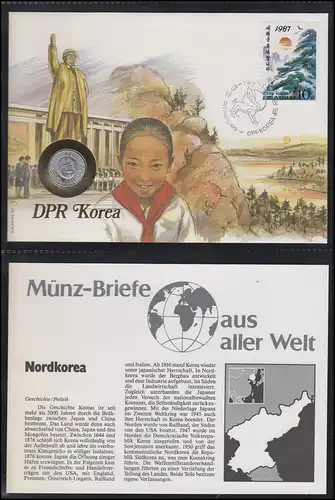 Numisbrief Nordkorea 1989 Denkmal und Landschaft, Kursmünze 1959