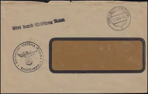 Dienst Fensterbf. Frei laut Ablösung Briefstempel Amtsgericht STOLLBERG 17.11.42