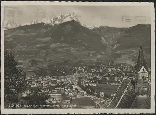 Carte de vue Meran/Merano: Panorama, Merano/Zensurstamp 4.6.1940