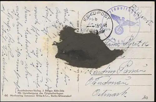 Feldpost: Feldpost b/15.7.40/34659 auf AK Marschlied