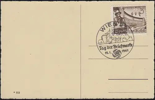 AK Wien - Praterstern, EF 739 Messe Leipzig, SSt WIEN Tag der Briefmarke 12.1.41