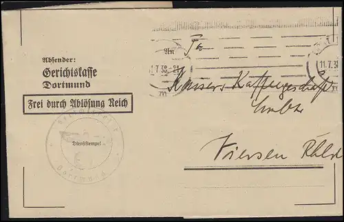 Libre par remplacement tribunal de district DORTMUND 11.7.38 après le café de Viersen Kaiser