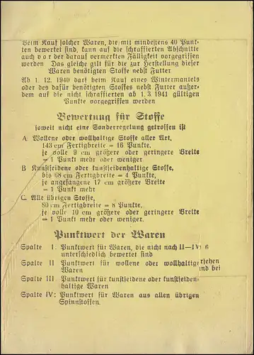 Gemeinde Unterrieden / Witzenhausen 2. Reichskleiderkarte gültig bis 31.8.1941 