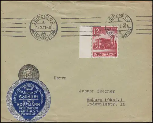 756 WHW Bauwerke Porta Nigra Trier 12 Pf. Bf. LEIPZIG / REICHSMESSESTADT 15.2.41