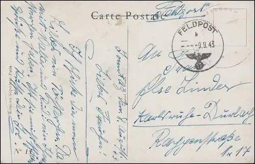 Kinder-Humor-AK Les hommes, c'est bon a rien! - FELDPOST 9.9.43 nach Karlsruhe